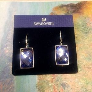 Rectangular Silver Purple Earrings